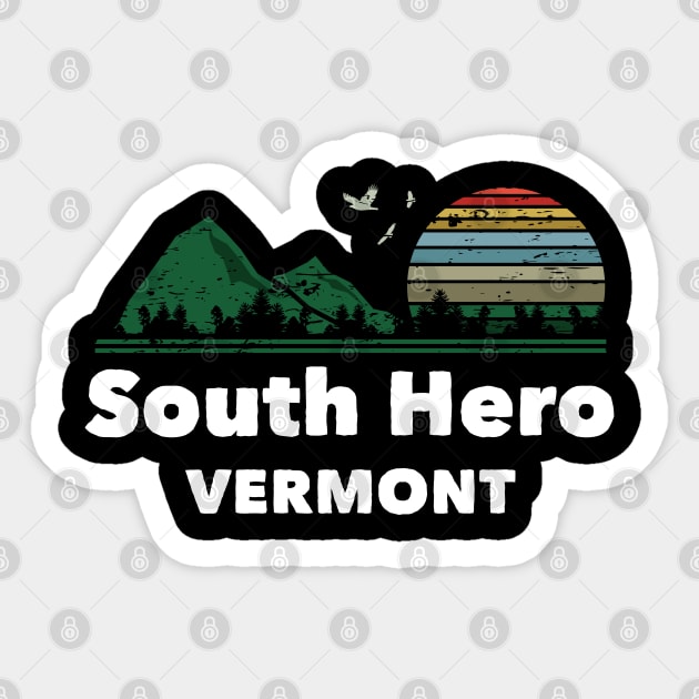 Mountain Sunset Flying Birds Outdoor South Hero Vermont Sticker by greenrepublicmerch